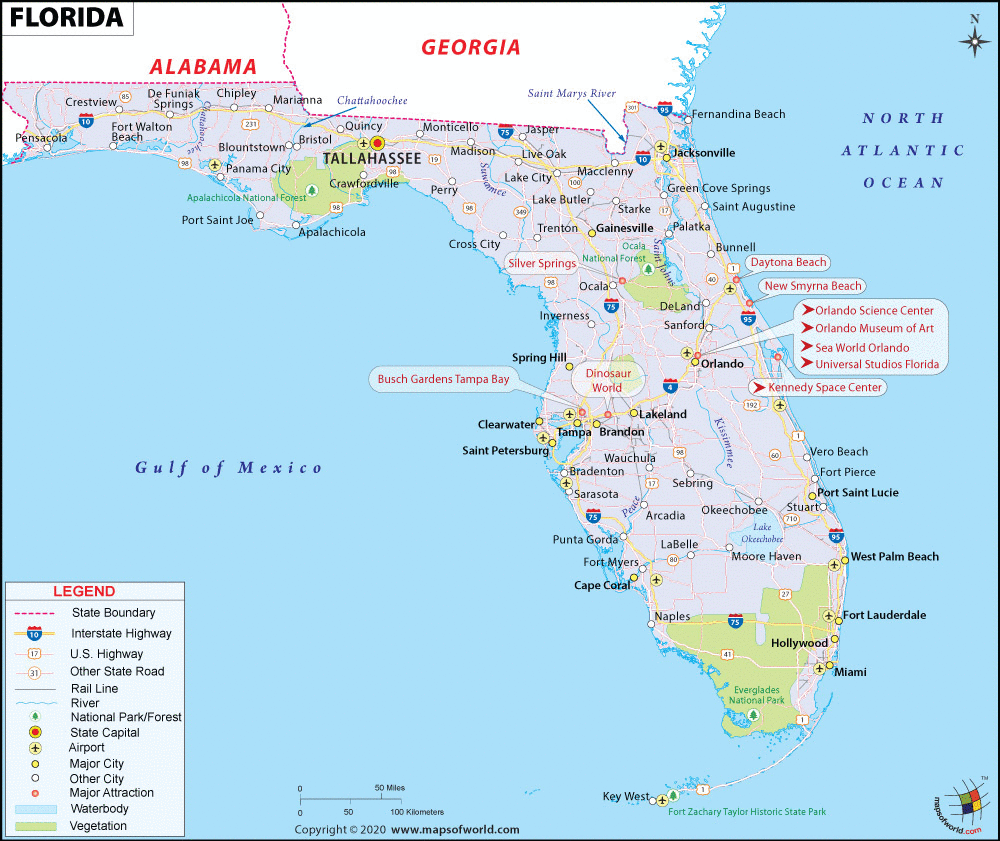 karta floride Florida Map, Map of Florida (FL) State, USA karta floride