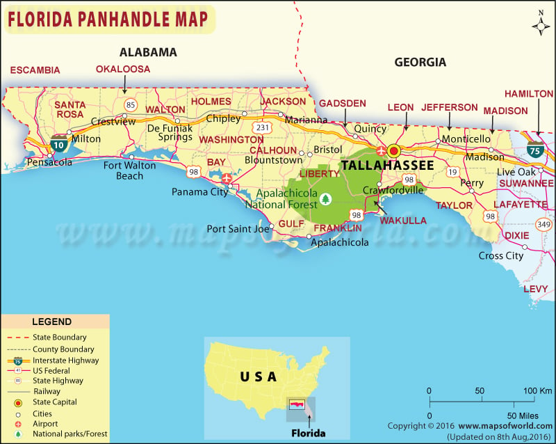 Florida Panhandle Map Map Of Florida Panhandle