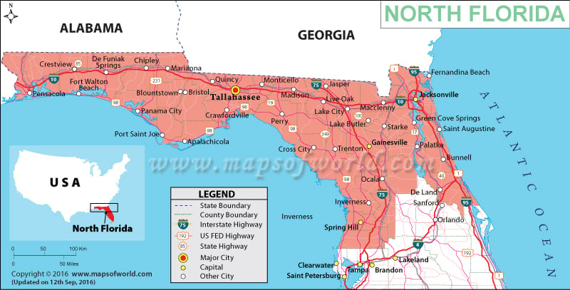 Map of Northern Florida
