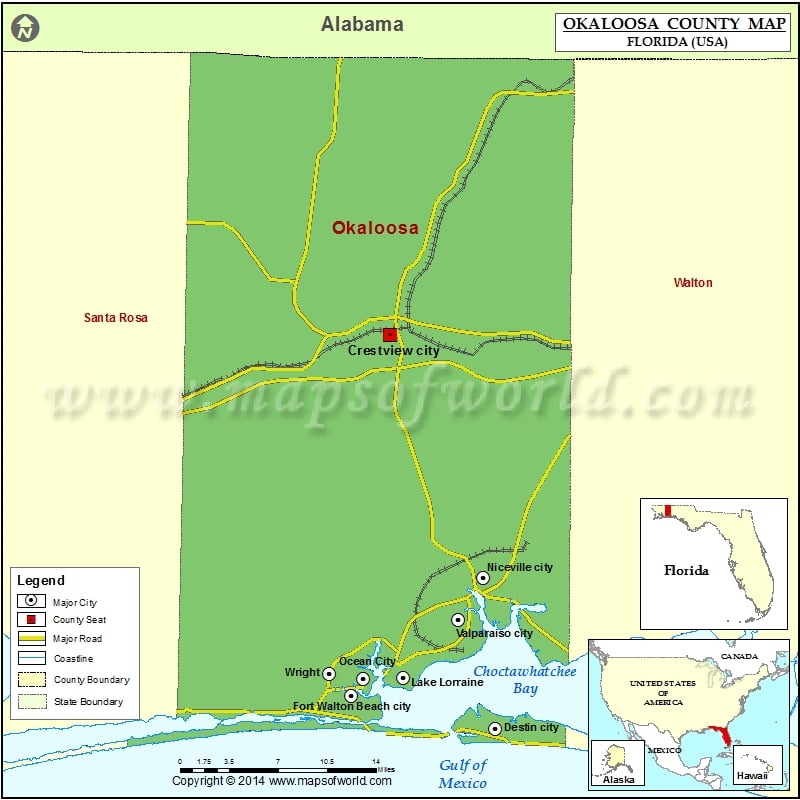 Okaloosa County Map Florida
