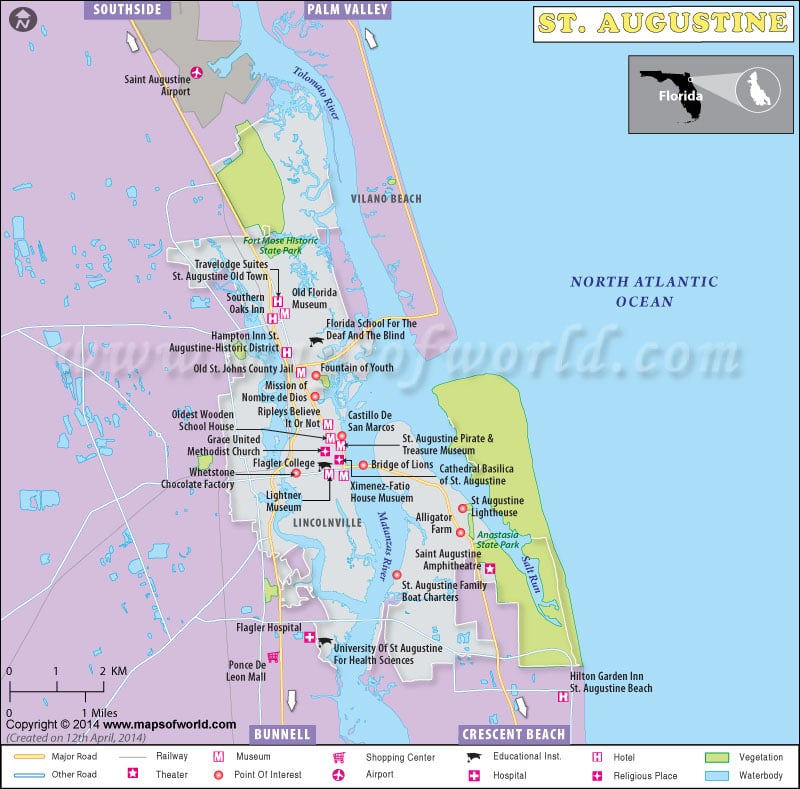 Saint Augustine Florida Map Map Of Saint Augustine City Florida