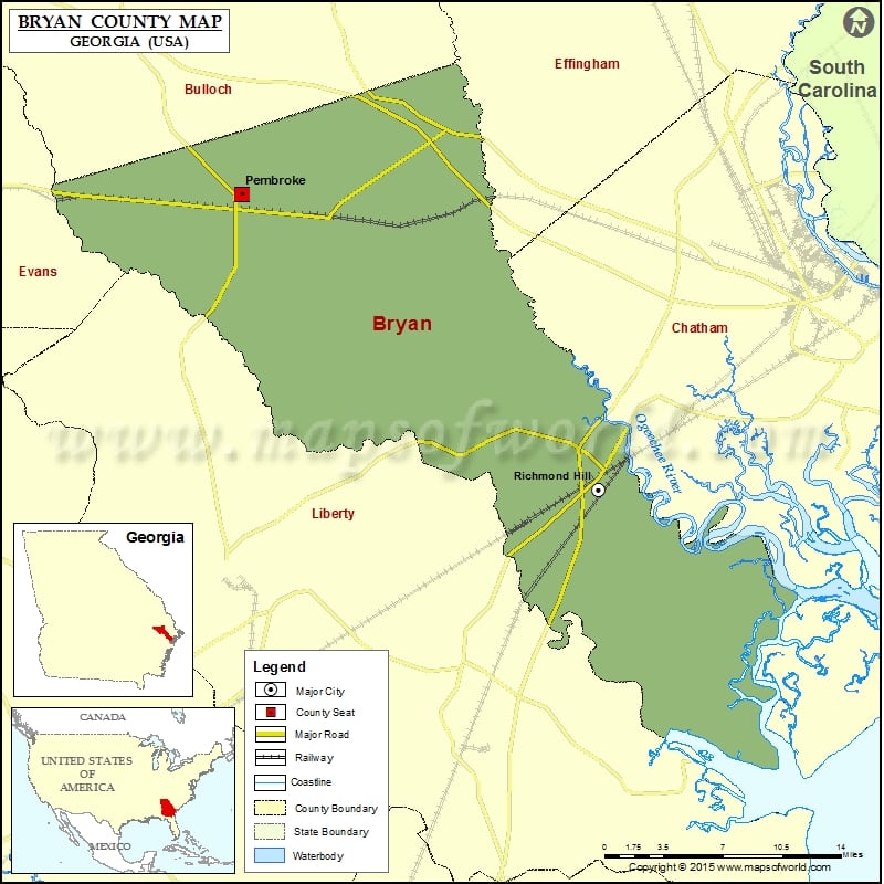 Bryan County Map, Georgia