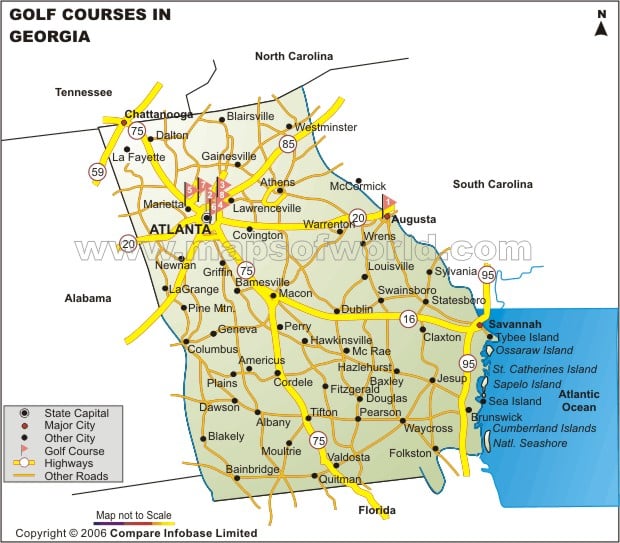 Georgia Golf Courses Map