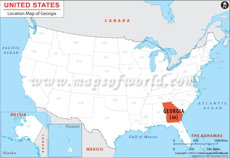 Where Is Georgia Located Location Map Of Georgia In The Us