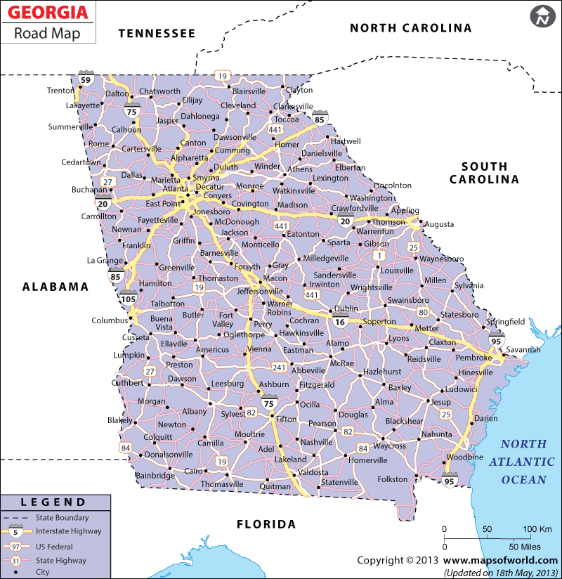 Georgia Road Map Georgia Highway Map