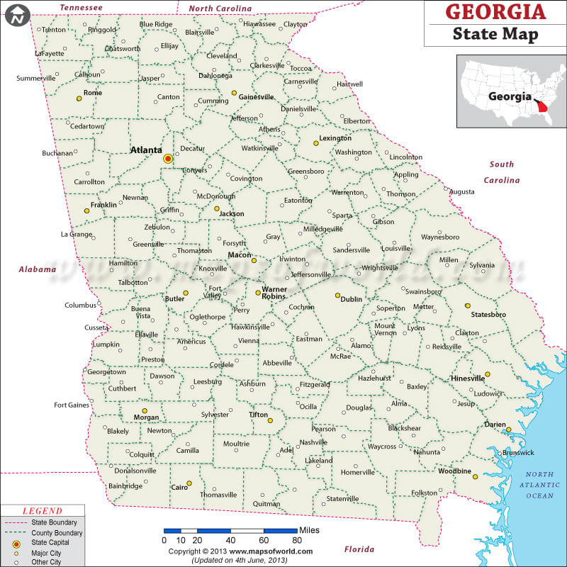 Georgia State Map Usa