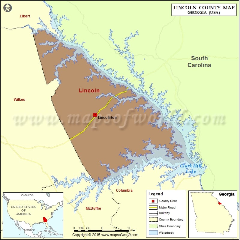 Lincoln County Map, Georgia