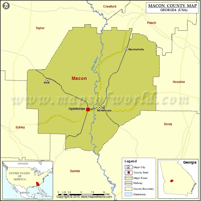 Macon County Map, Georgia