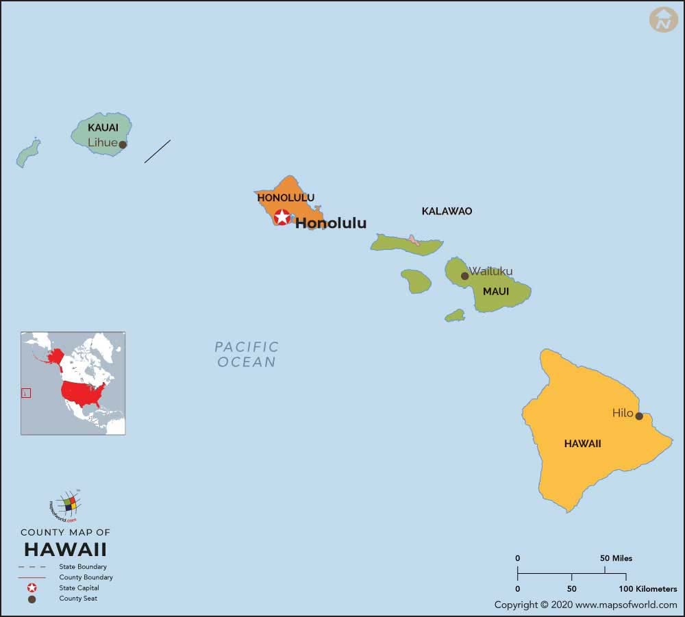 Hawaii County Map Hawaii Counties List