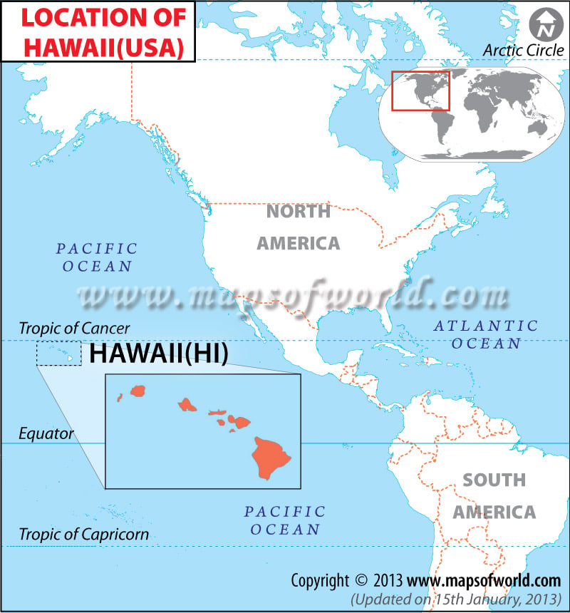 Map Depicting Location of Hawaii