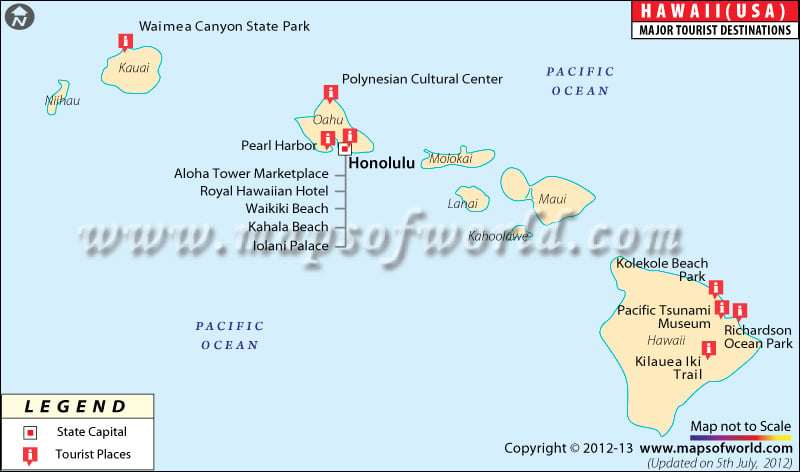 Hawaii Travel Map Tourist Attractions Of Hawaii