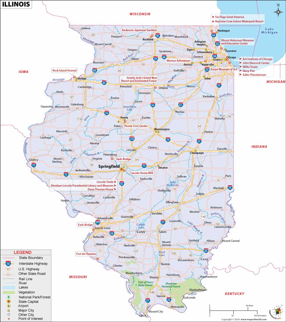 Illinois Map Map Of Illinois State Maps Of World