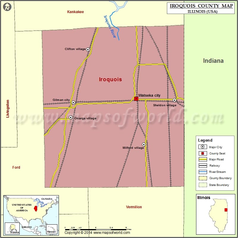 Iroquois County Map for free download