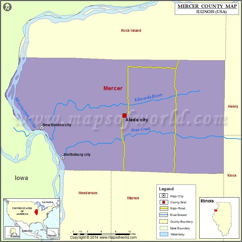 Mercer County Map for free download