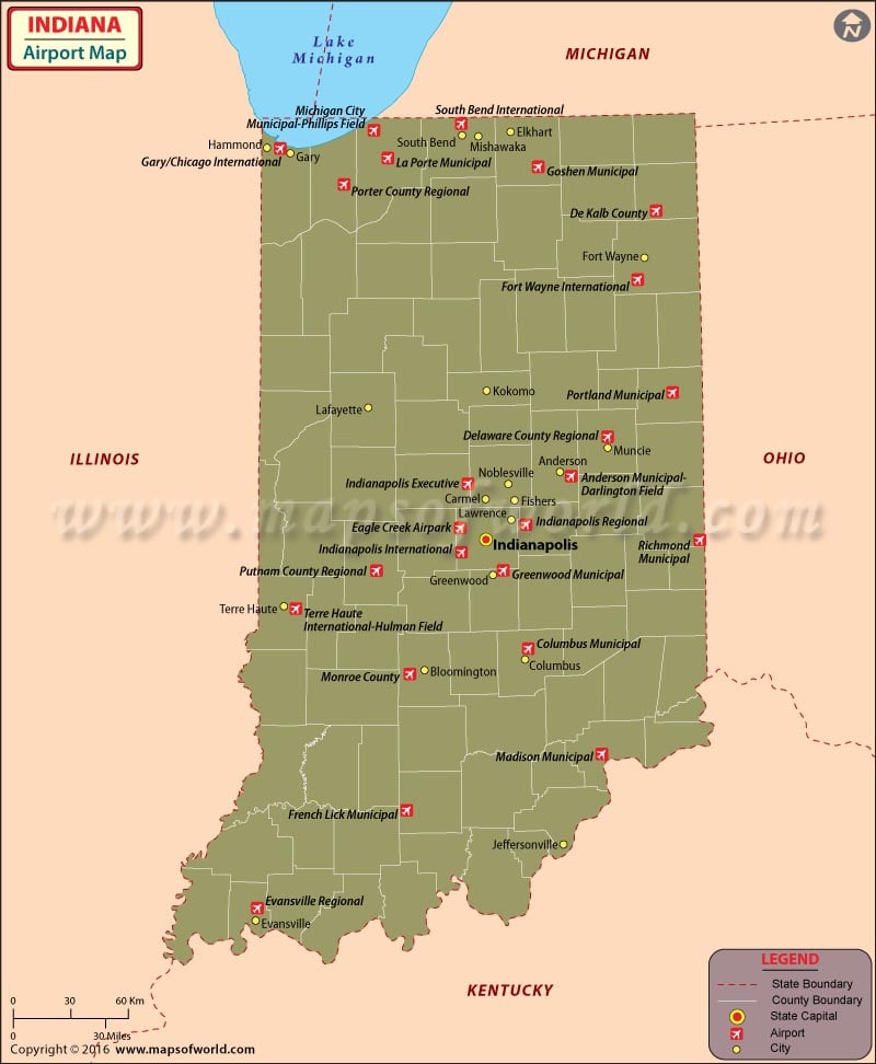 Airports In Indiana Indiana Airports Map