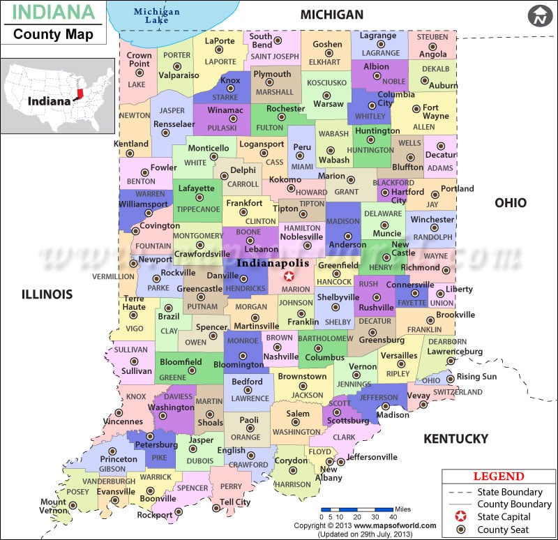 Indiana County Map Indiana Counties