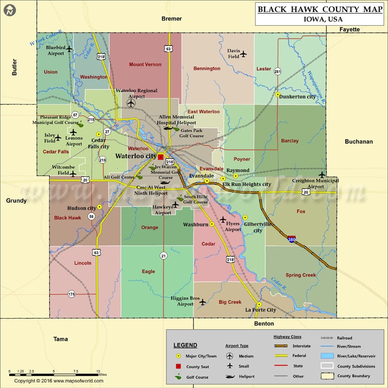 Black Hawk County Map for free download