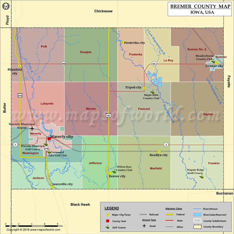 Bremer County Map for free download