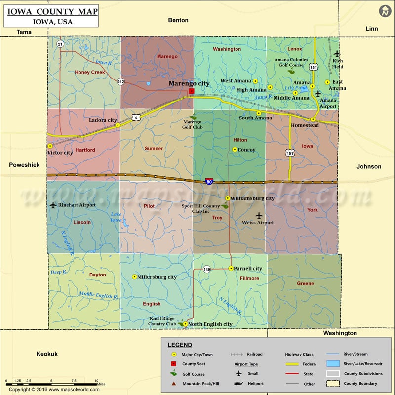 Iowa County Map for free download