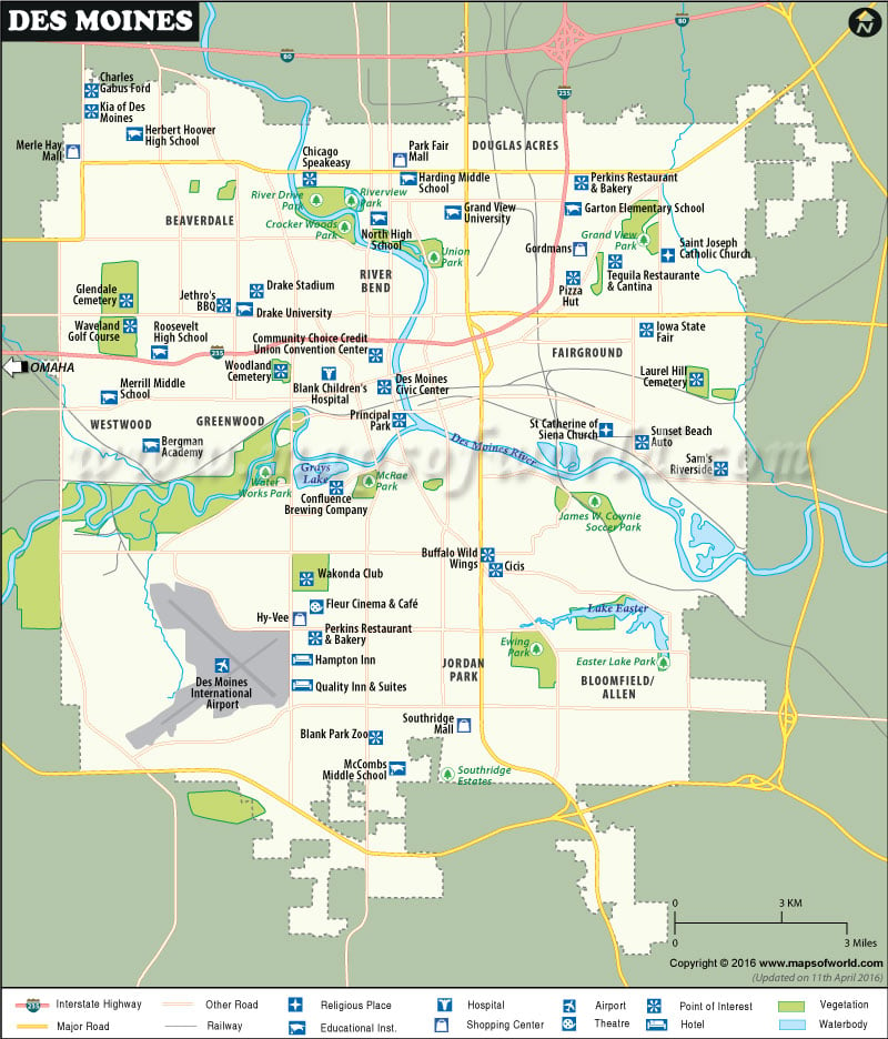 Des Moines Map Map Of Des Moines Capital Of Iowa