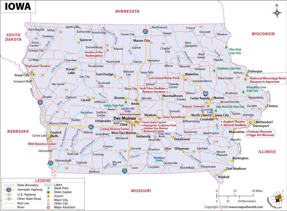 Iowa Map Map Of Iowa Ia