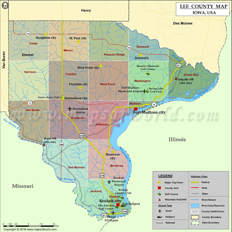 Lee County Map Iowa