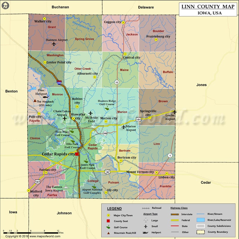 Linn County Map Iowa