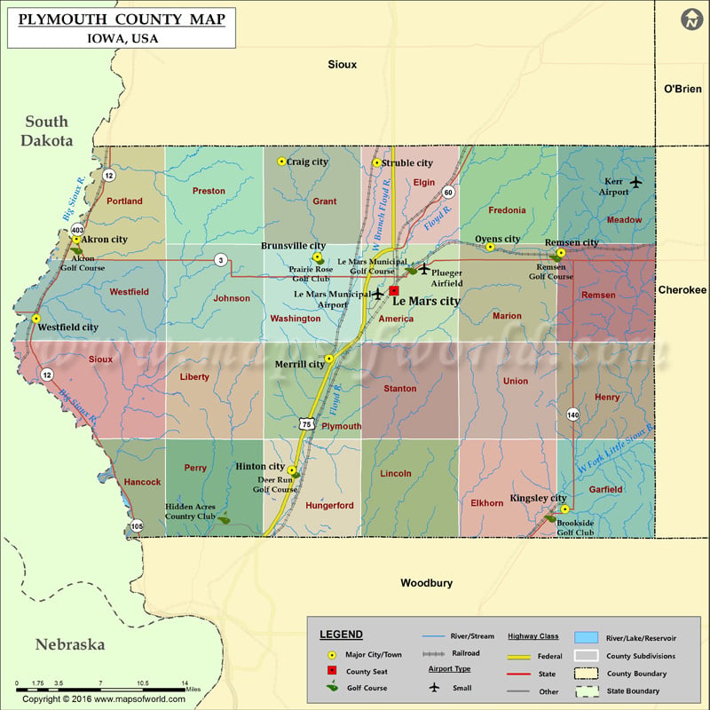 Plymouth County Map Iowa