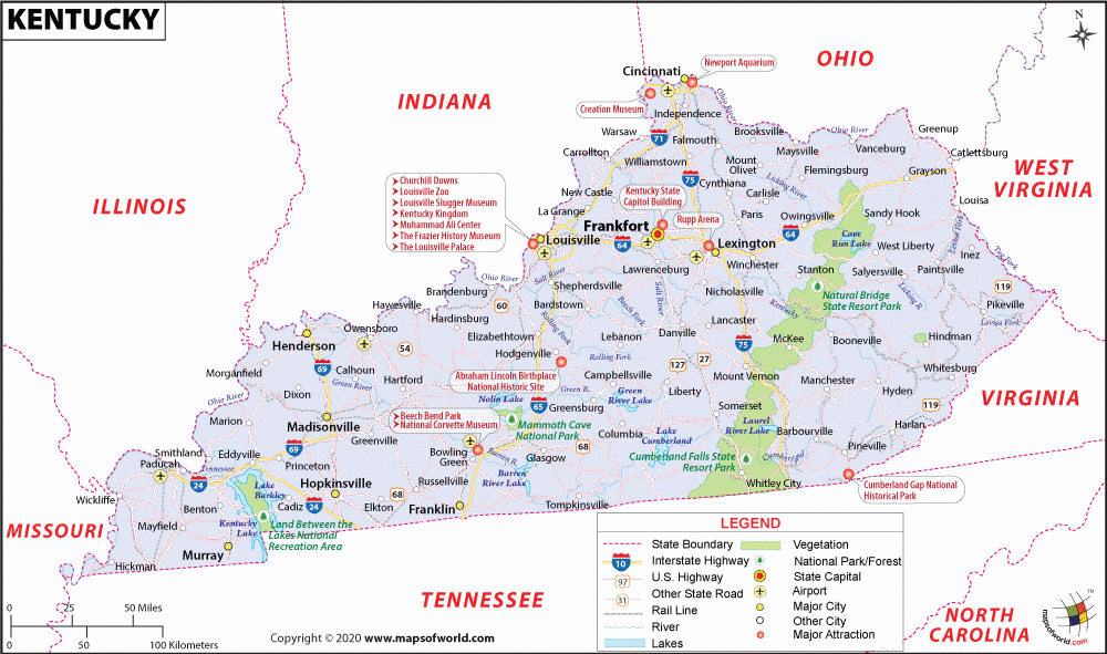 Kentucky Map Map Of Kentucky Ky