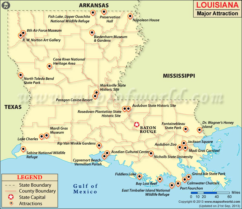 Louisiana Attractions Louisiana Travel Map