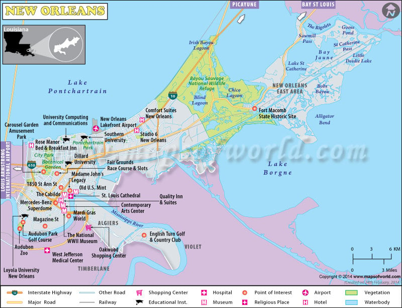 New Orleans Map Map Of New Orleans Louisiana