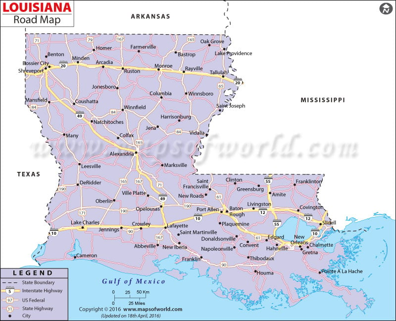 Louisiana Road Map Louisiana Highway Map