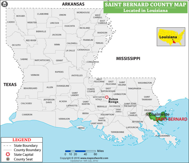 St Bernard Parish Map Louisiana