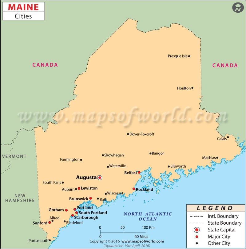 Cities In Maine Maine Cities Map
