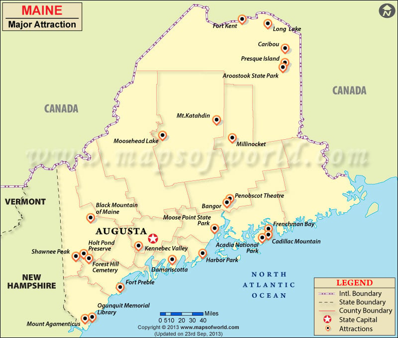 Places To Visit In Maine Map Of Maine Attractions
