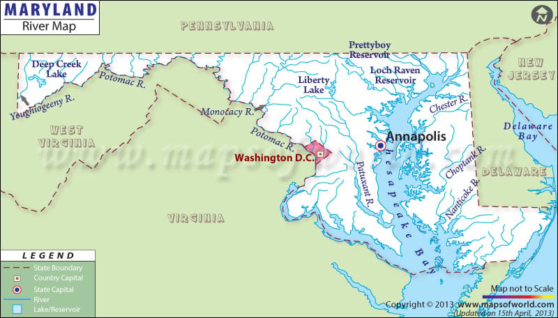 Maryland Rivers Map Rivers In Maryland