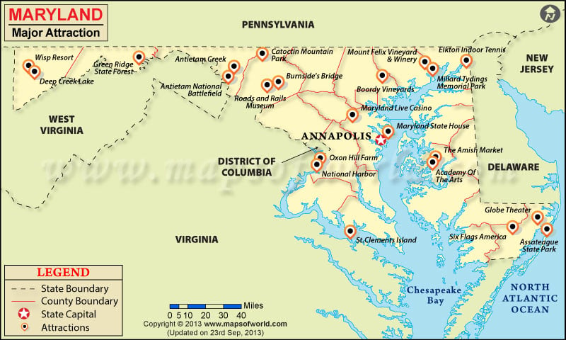 Map of Maryland Attractions
