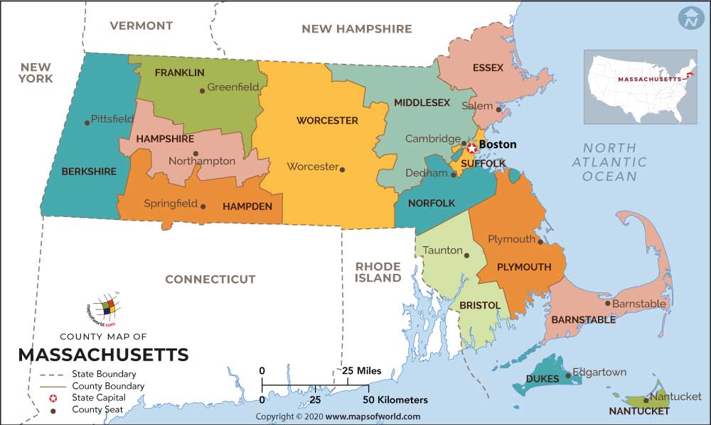 Massachusetts County Map Massachusetts Counties