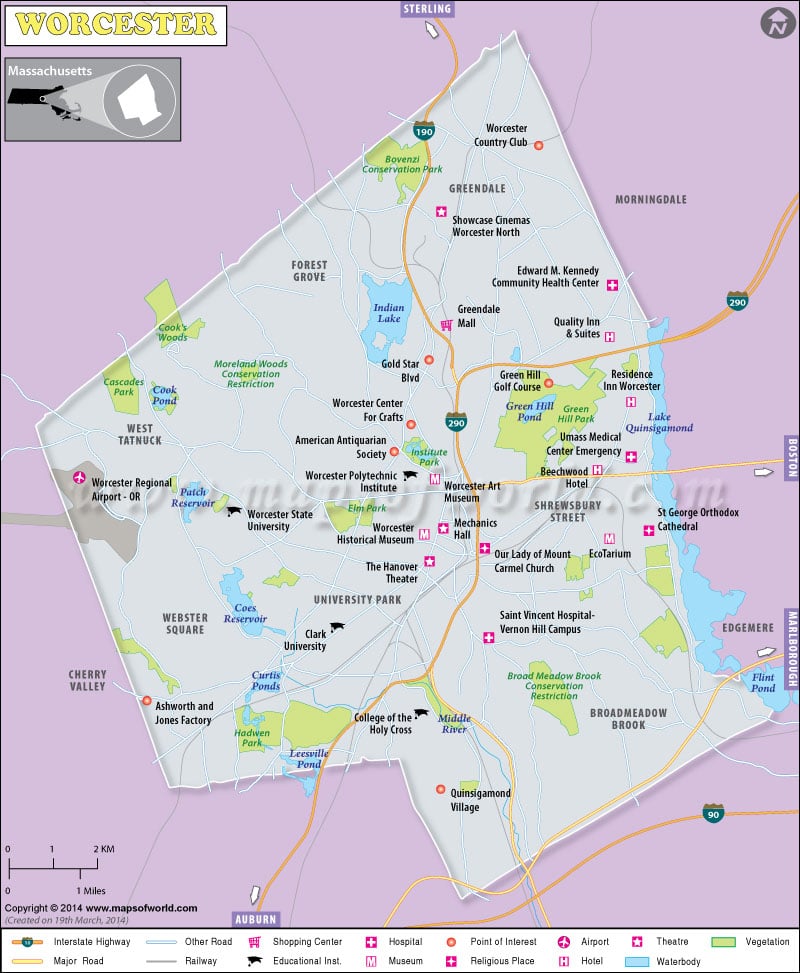 Worcester Map City Map Of Worcester Massachusetts