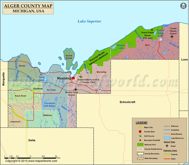 Alger County Map for free download