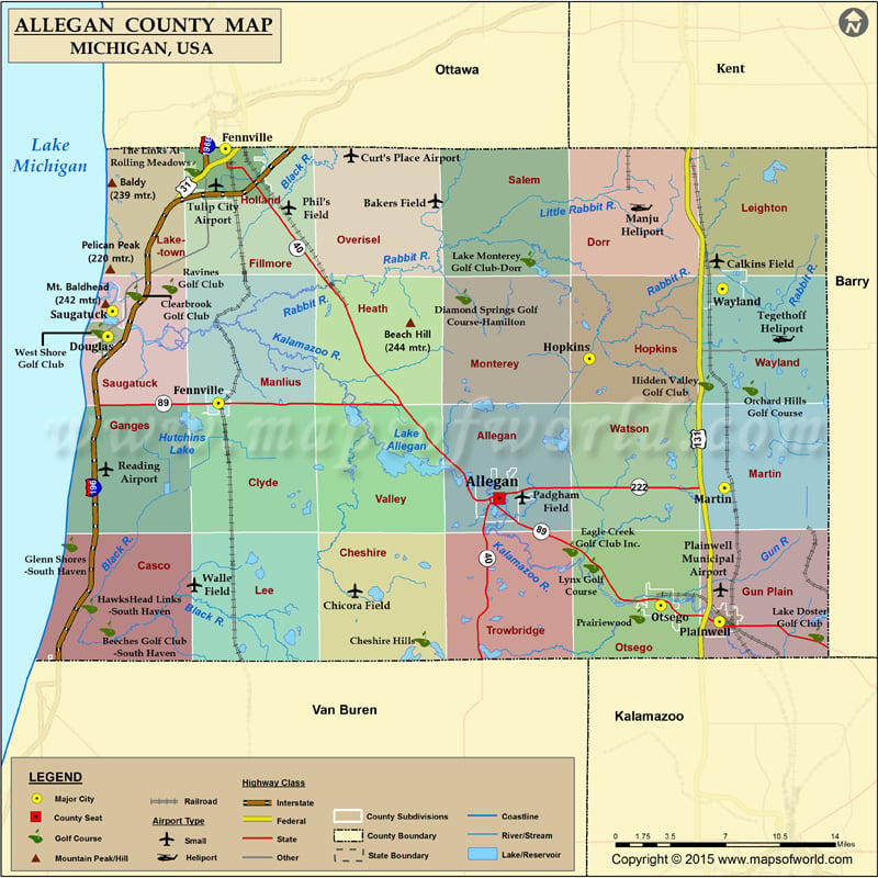 Allegan County Map Michigan