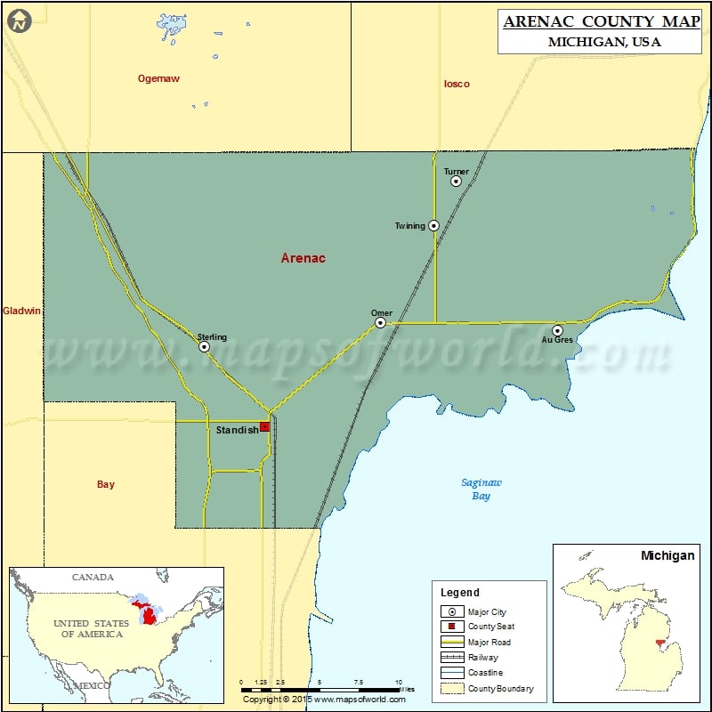 Arenac County Map for free download