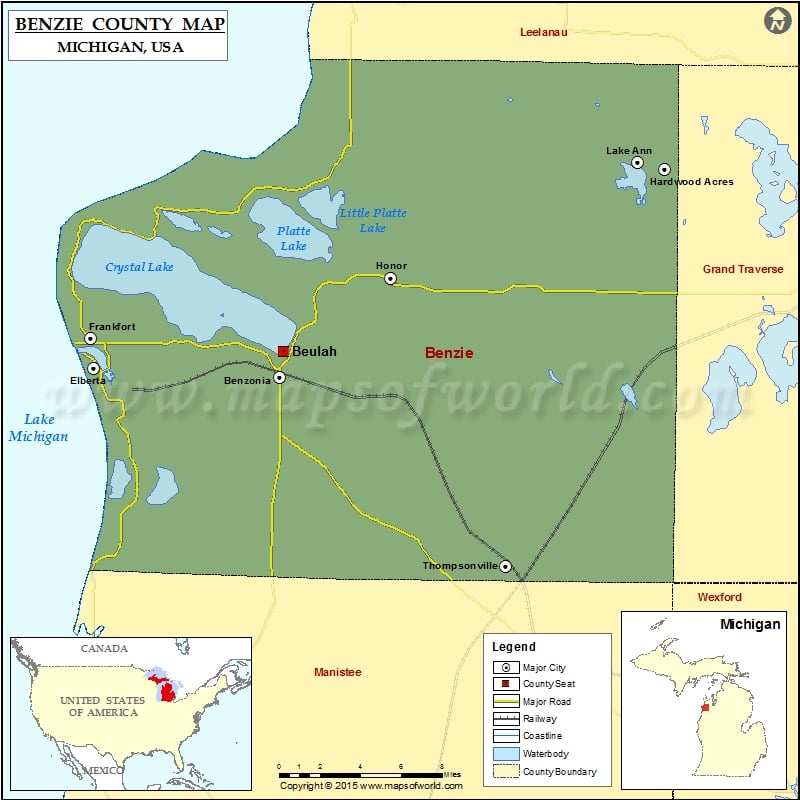 Benzie County Map for free download