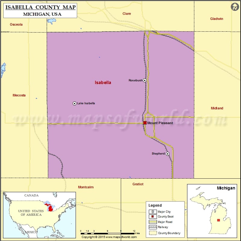 Isabella County Map Michigan