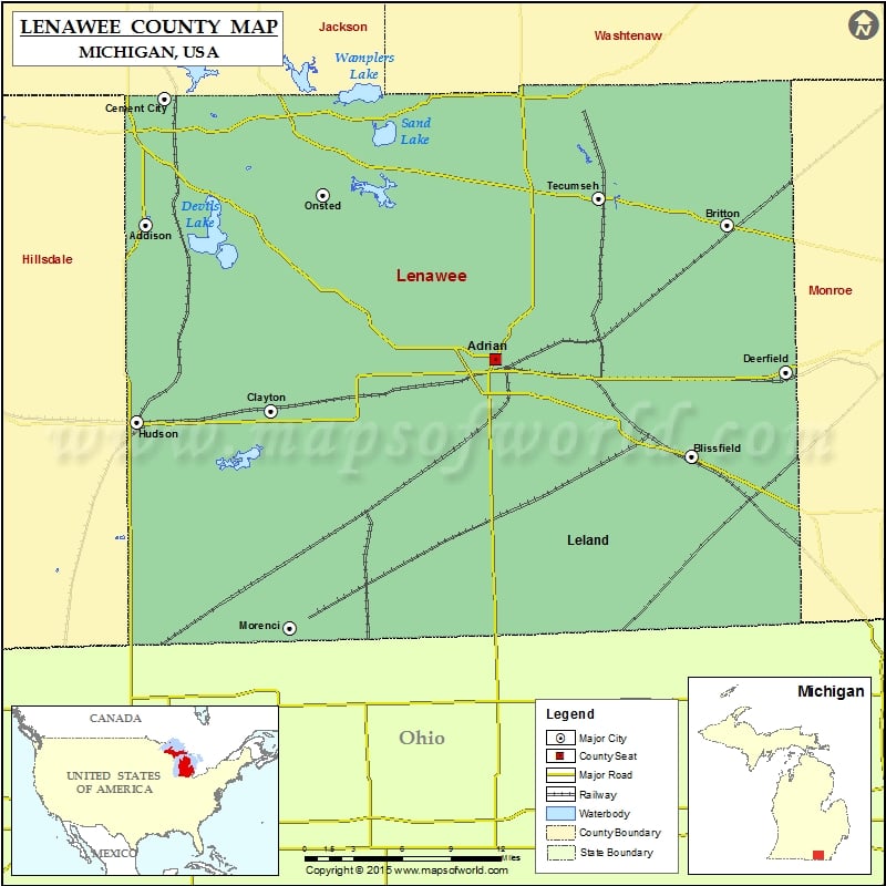 Lenawee County Map for free download