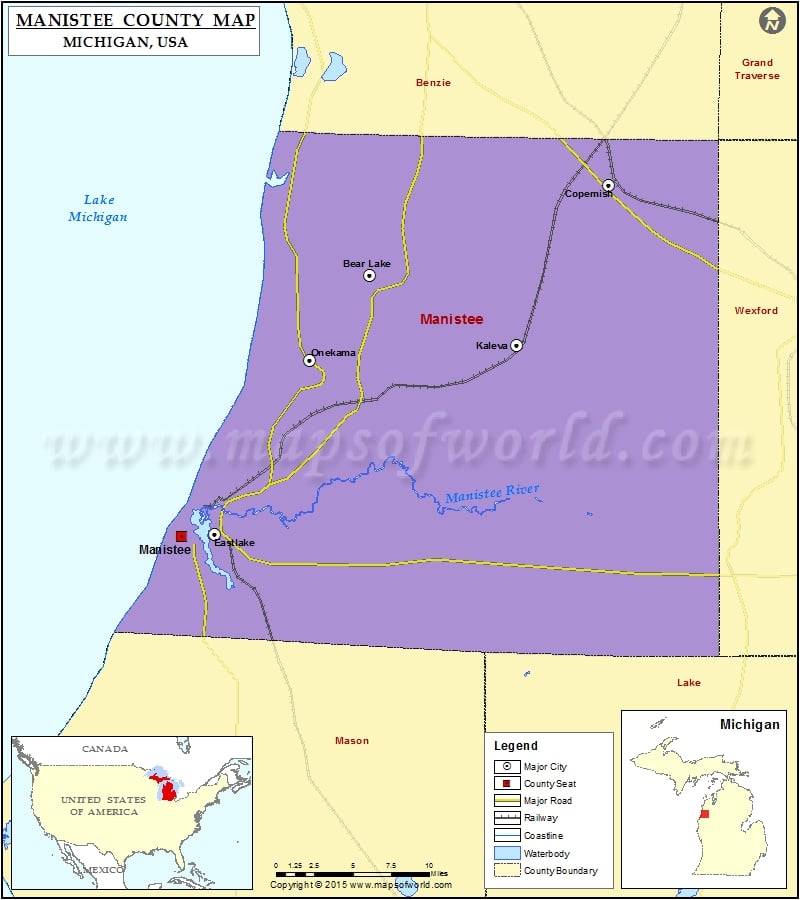 Manistee County Map for free download