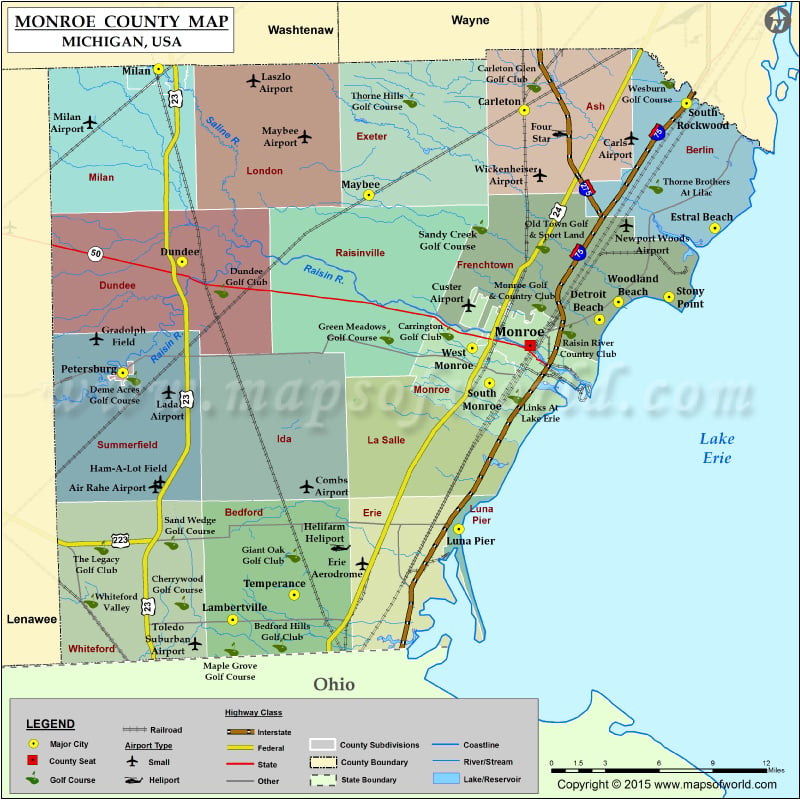 Monroe County Map Michigan