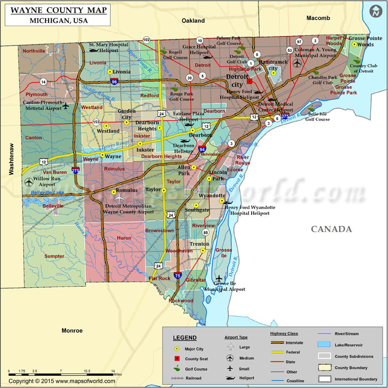 Wayne County Map Michigan