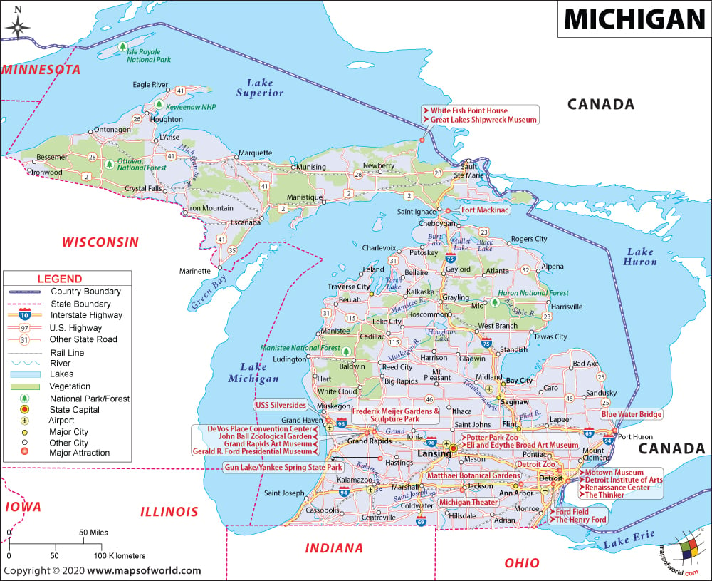 Michigan Map Map Of Michigan Mi Usa Maps Of Michigan Cities