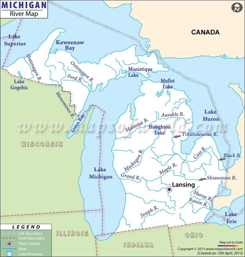 Rivers In Michigan Michigan Rivers Map